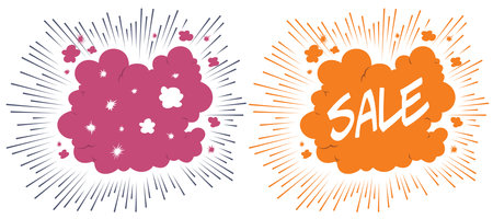 Boom comic book explosion element. Illustration concept template for website, web landing page, banner, presentation, social, poster, promotion or print media.のイラスト素材