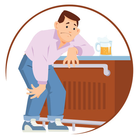 Man is depressed. Funny people. Illustration concept template for website, web landing page, banner, presentation, social, poster, promotion or print media.のイラスト素材