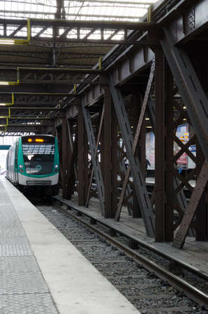 Green subway in a train station, Paris, Franceのeditorial素材