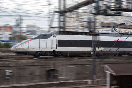 White high speed train at Gare de Lyonのeditorial素材