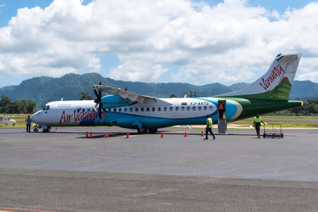 Portvila, Vanuatu - September 27, 2016:  Air Vanuatu ATR 72-500 plane at Portvila airportのeditorial素材