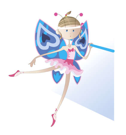 Girl - a dancer dressed as a butterfly trains near the ballet barreのイラスト素材