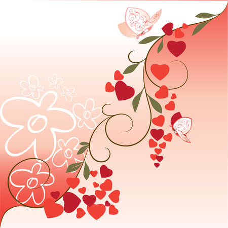 A decorative element with flowering branches and butterflies 
for Valentine's Dayのイラスト素材