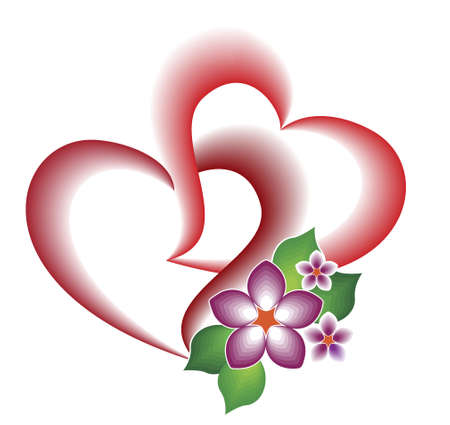 A decorative element of the two intertwined hearts and flowers for 
the cards to the Day of the Holy Valdentinaのイラスト素材