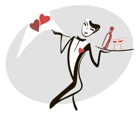 Young Imprint serves festive table on Valentine's Dayのイラスト素材
