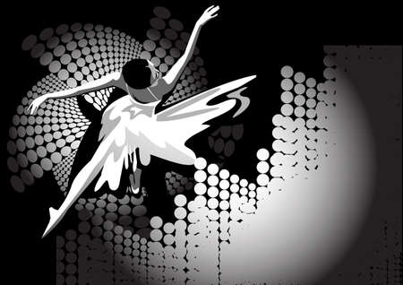 Figure of the ballerina on an abstract black-and-white backgroundのイラスト素材