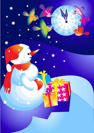 Snowman got presents for Christmasのイラスト素材