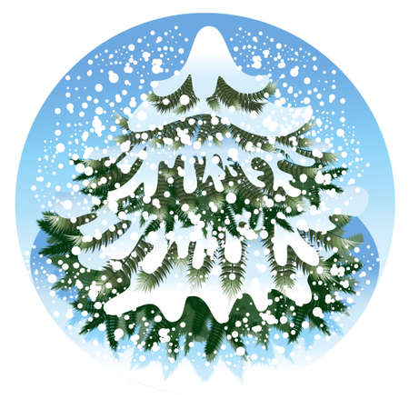  Beautiful spruce is in the forest under snowのイラスト素材