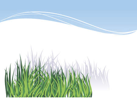 White background with green grass image for greetings Valentine's Day or invitations for a picnicのイラスト素材
