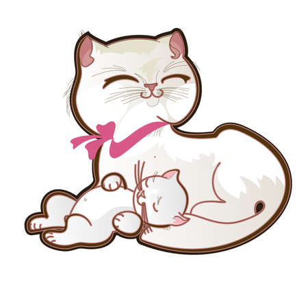 Mom - a cat and kitten - baby on greeting cards for Mother's Day forのイラスト素材