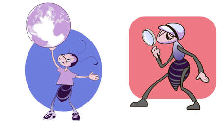 Animated image of two funny ants as adventurer and detectiveのイラスト素材