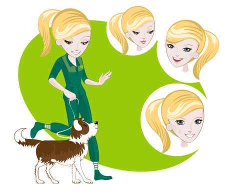 Several interchangeable items for illustration on dog trainingのイラスト素材