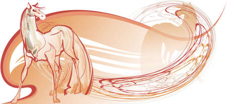 sketch of a racehorse on a dynamic backgroundのイラスト素材