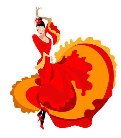 Haired flamenco dancer in a bright dressのイラスト素材