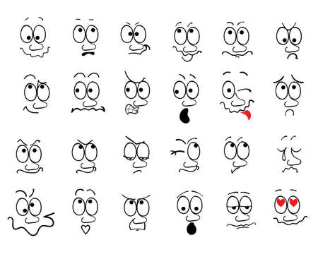  Set of  funny faces showing emotions. Grouped and layered for easy useのイラスト素材