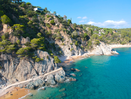 Aerial view of beautiful coastline in Mediterranean coast of Spain, Costa Brava.