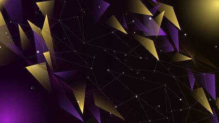 Abstract polygonal space low poly dark background with connecting dots, lines and geometirc shapes....