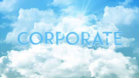 Word CORPORATE in the clouds and colorful sky, business concept for presentationの写真素材