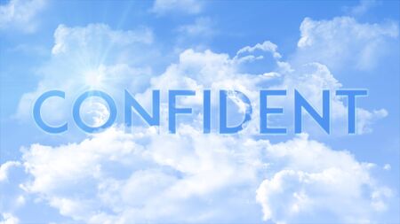 Word CONFIDENT in the clouds and colorful sky, business concept for presentationの写真素材