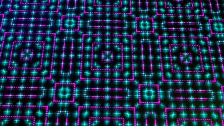 Animated light shinning pink and blue dots and stars square shapes background. bright shinning...