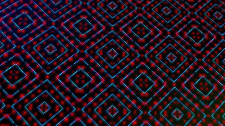Animated light shinning red and blue dots and stars square shapes background. bright shinning colored dots and stars with 3D.の写真素材