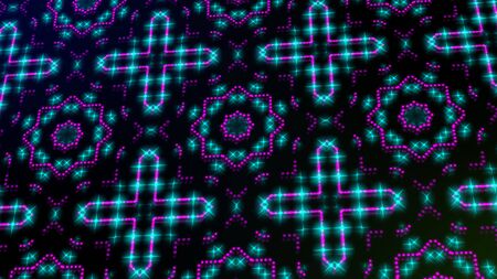 Animated light shinning pink and blue dots and stars square shapes background. bright shinning colored dots and stars with 3D.の写真素材