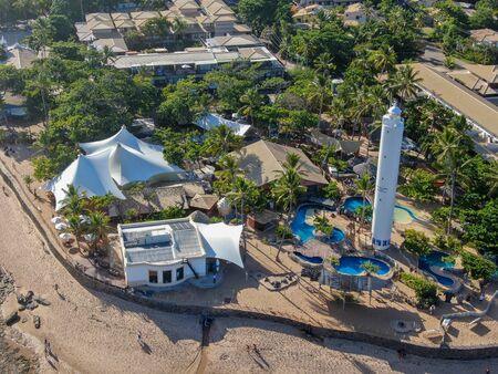 Aerial view of The Project Tamar, Brazilian non-profit organization to protect sea turtles from extinction in the Brazilian coastline. Praia Do Forte. Bahia, Brazil. February 24nd, 2019のeditorial素材
