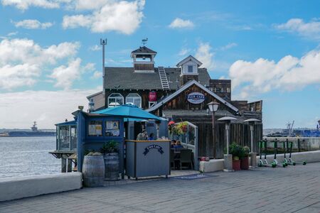 Seaport Village, waterfront shopping and dining complex adjacent to San Diego Bay in downtown San Diego, famous travel tourist attraction. California. USA.のeditorial素材