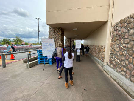 Out of stock items for shoppers at Costco during COVID-19 pandemic. Coronavirus virus and panic...