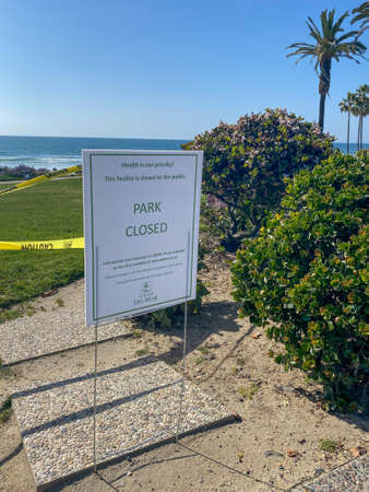 Park and beach closed during COVID-19 pandemic. closed area to prevent the spread of germs during...