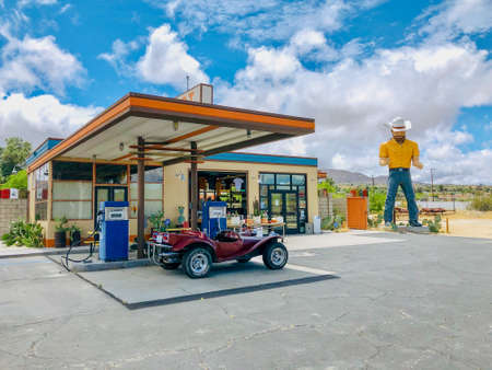 The Station, famous gas station in the middle of the desert on Palms Hwy, Joshua Tree. California. USA. May 22nd, 2020のeditorial素材