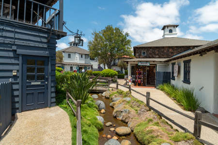 Seaport Village, waterfront shopping and dining complex in San Diego, famous travel tourist...