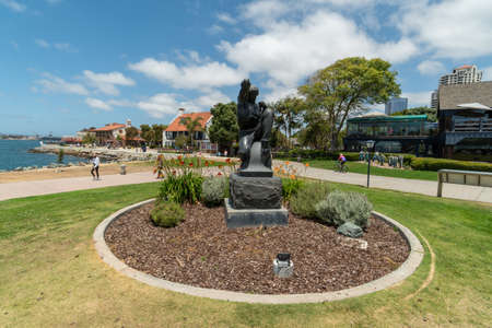 Statue in the waterfront public park at the Embarcadero Marina Park South, San Diego Downtown. California. USA. June 20th, 2020のeditorial素材