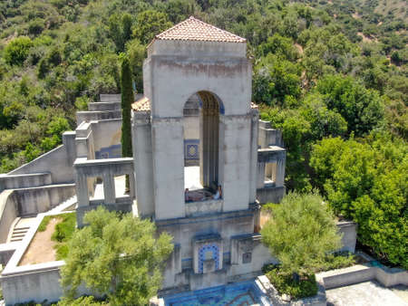 Aerial view of Wrigley Memorial and Botanic Garden on Santa Catalina Island, California, USA. June 20th, 2020のeditorial素材