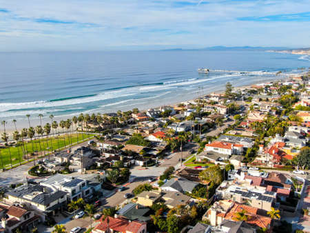 Aerial view of La Jolla Bay, San Diego, California, USA. . bay with with luxury villa on the coast.の写真素材