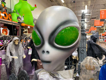 Department store aisle with Halloween decorations and products. San Diego, California, USA. September 19th, 2020のeditorial素材