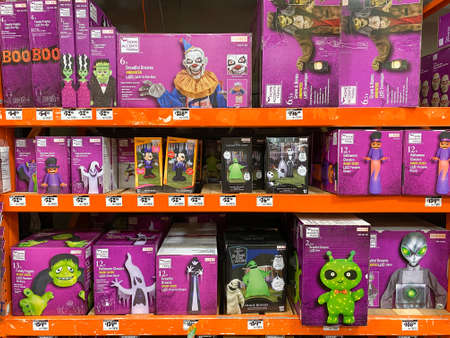 Department store aisle with Halloween decorations and products. San Diego, California, USA. September 19th, 2020のeditorial素材