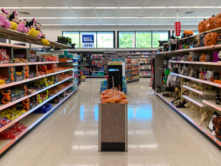 CVS store aisle with Halloween decorations and products. San Diego, California, USA. October 19th, 2020のeditorial素材