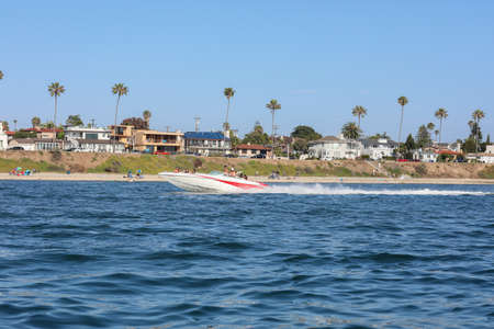 Mission Bay and Beaches in San Diego, California. USA. Community built on a sandbar with villas, sea...