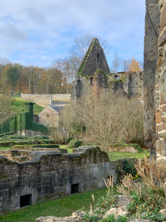 Villers Abbey ruins, an ancient Cistercian abbey located near the town of Villers-la-Ville in the Brabant province of Wallonia, Belgium, December 19th, 2020のeditorial素材