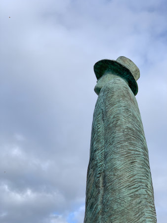 Sculpture from the artist Jean-Michel Folon in the Abbey of Villers-La-Ville, Walloon Brabant,...