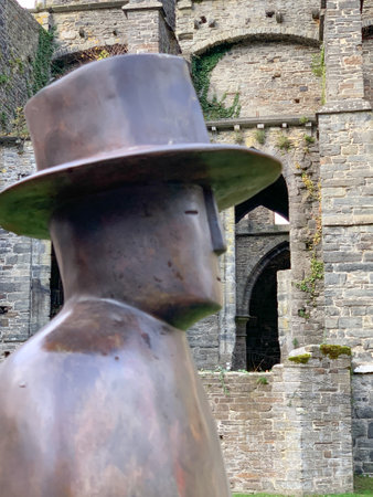 Sculpture from the artist Jean-Michel Folon in the Abbey of Villers-La-Ville, Walloon Brabant, Belgium, December 19th, 2020のeditorial素材