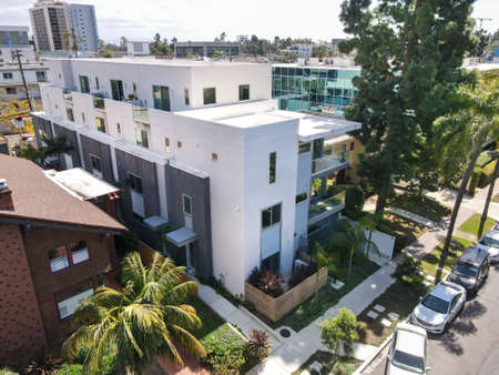 Modern apartment building in Hillcrest neighborhood in San Diego, California. USA. Tuesday 16th, 2021のeditorial素材