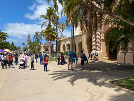 Food and tourist present seller stand in Balboa Park, 200-acre urban cultural park in San Diego, California, United States. May 24th, 2021のeditorial素材