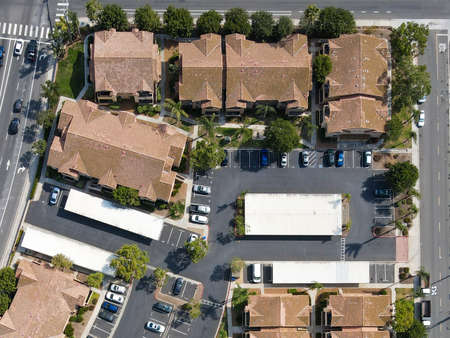 Private community of condominium in the neighborhood of San Marcos, California, USA. July 6th, 2021