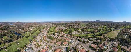Panoramic aerial view of residential houses community in San Diego, South California, USA.の写真素材