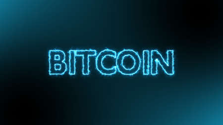 Cryptocurrency on blue fire energy over black background. Cryptocurrency on the market.の写真素材