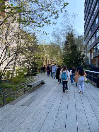 The High Line 1.45 mile long elevated linear park, greenway and rail trail created on a former New...