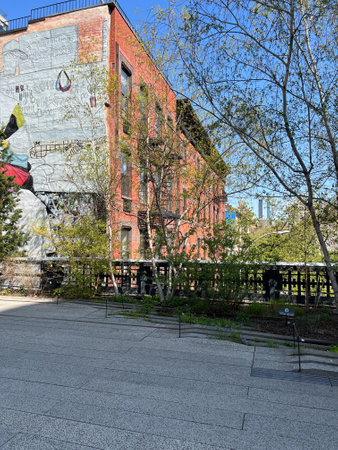 The High Line 1.45 mile long elevated linear park, greenway and rail trail created on a former New...