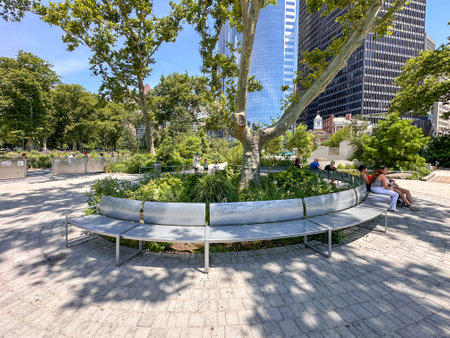 Contemporary playground in the Battery Playscape in the Battery Park in New York City. USAの写真素材